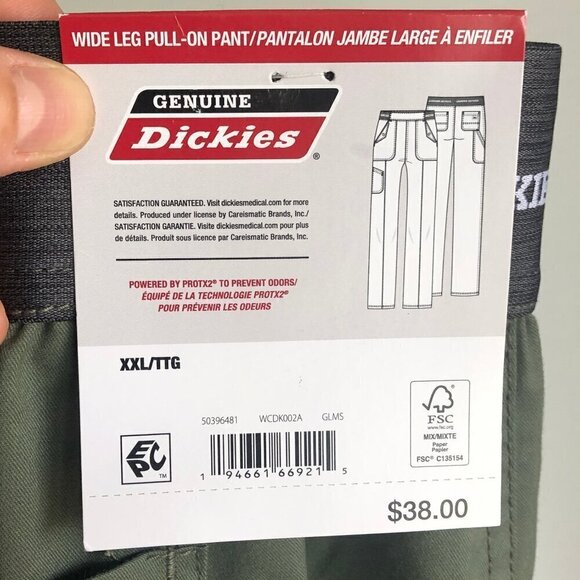 NWT Dickies Women Wide Leg Pull On Pants Moisture Odour Control Khaki Green XXL - Picture 6 of 14